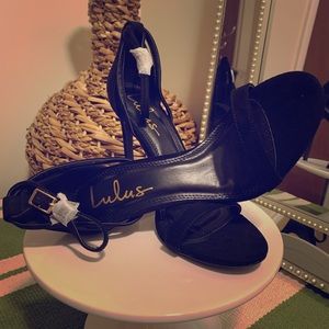 Black Suede Ankle Strap Heels (NWT)